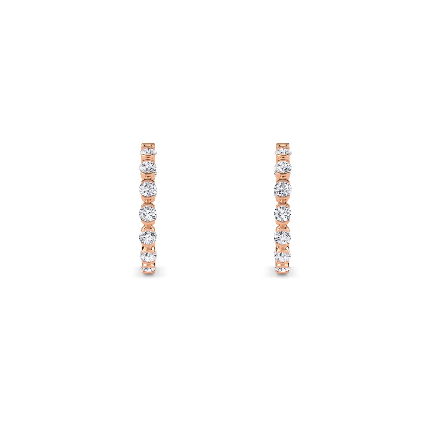 18 KT Gold Lab Grown Diamond Round Huggie Hoops Earrings