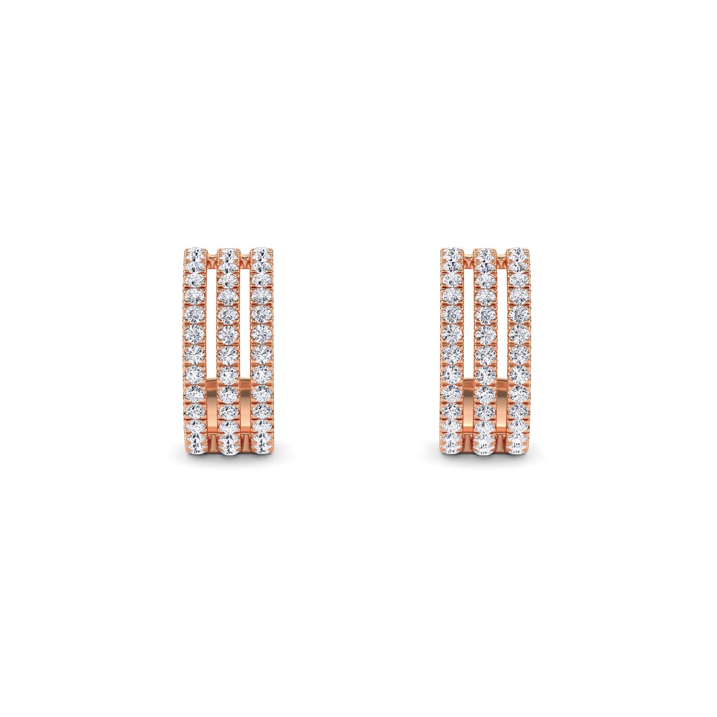 18 KT Gold Lab Grown Diamond Round Diamond Hoops Earrings