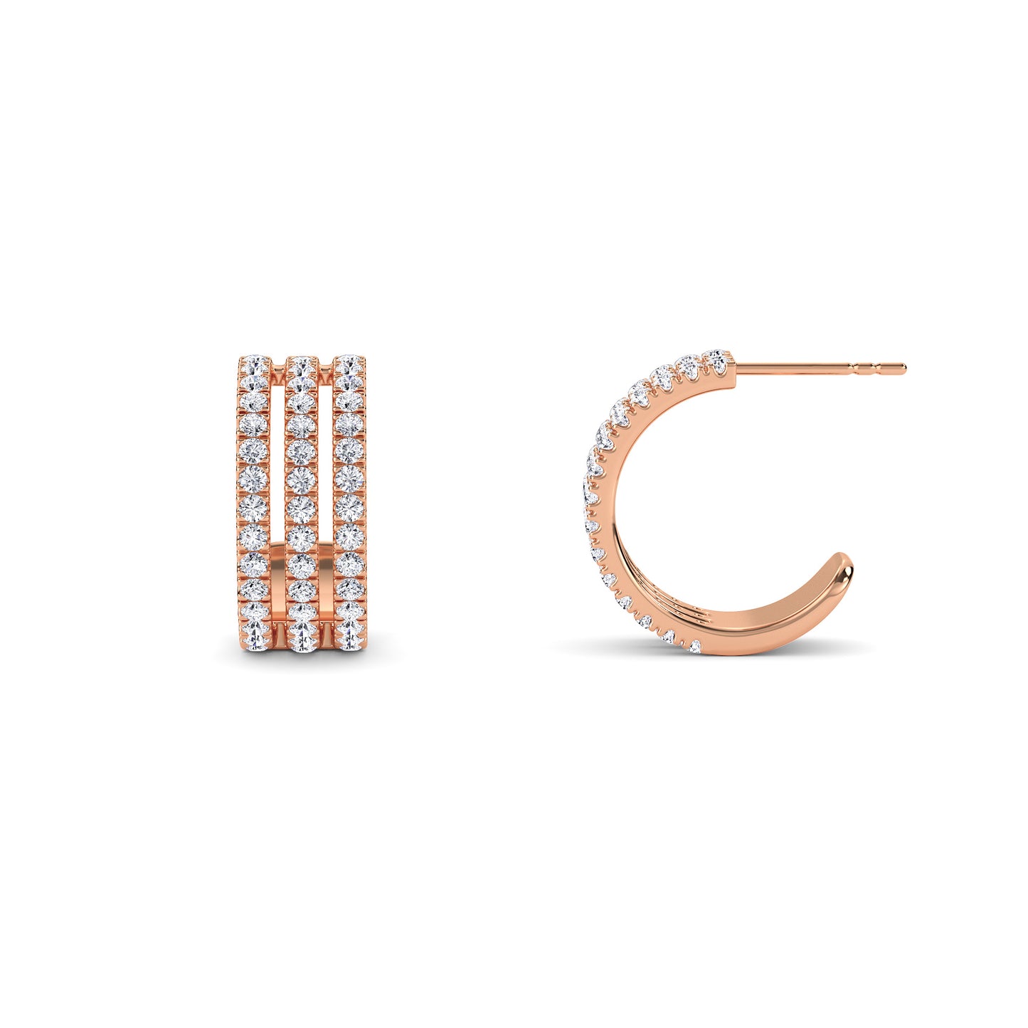 18 KT Gold Lab Grown Diamond Round Diamond Hoops Earrings