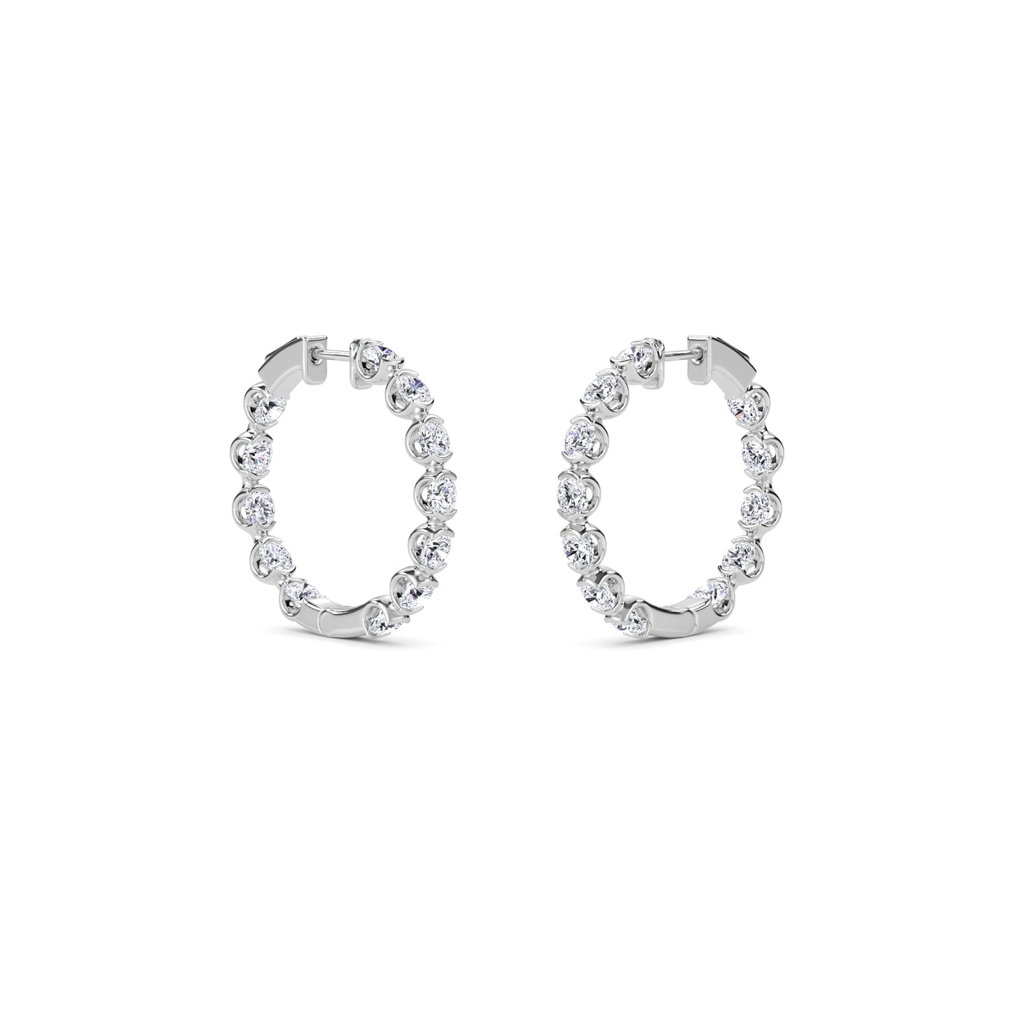18 KT Gold Lab Grown Diamond Round Huggie Hoops Earrings