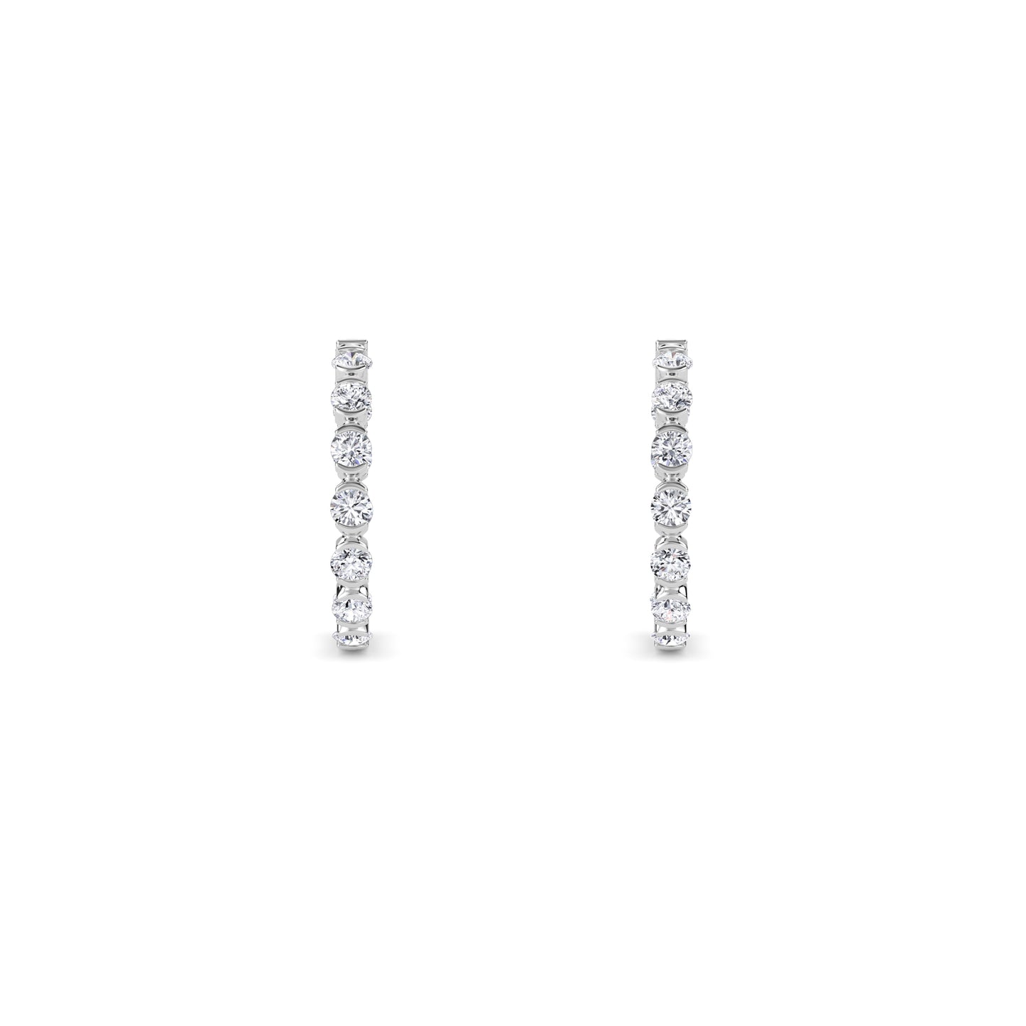 18 KT Gold Lab Grown Diamond Round Huggie Hoops Earrings