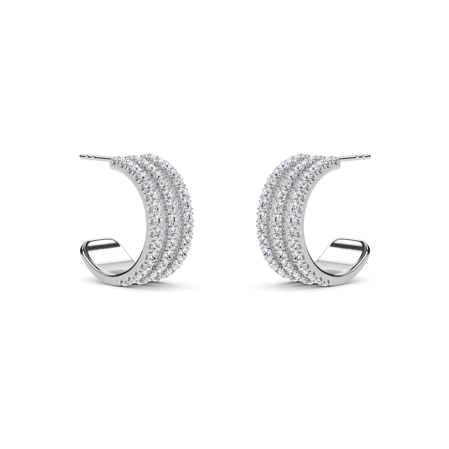 18 KT Gold Lab Grown Diamond Round Diamond Hoops Earrings