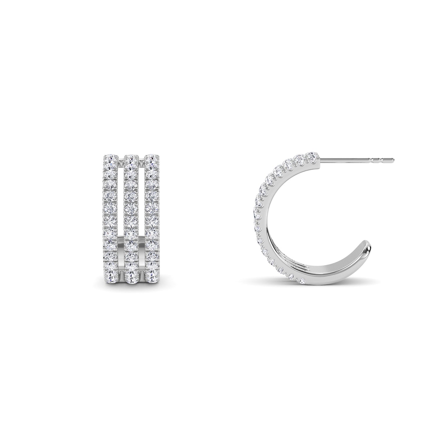 18 KT Gold Lab Grown Diamond Round Diamond Hoops Earrings