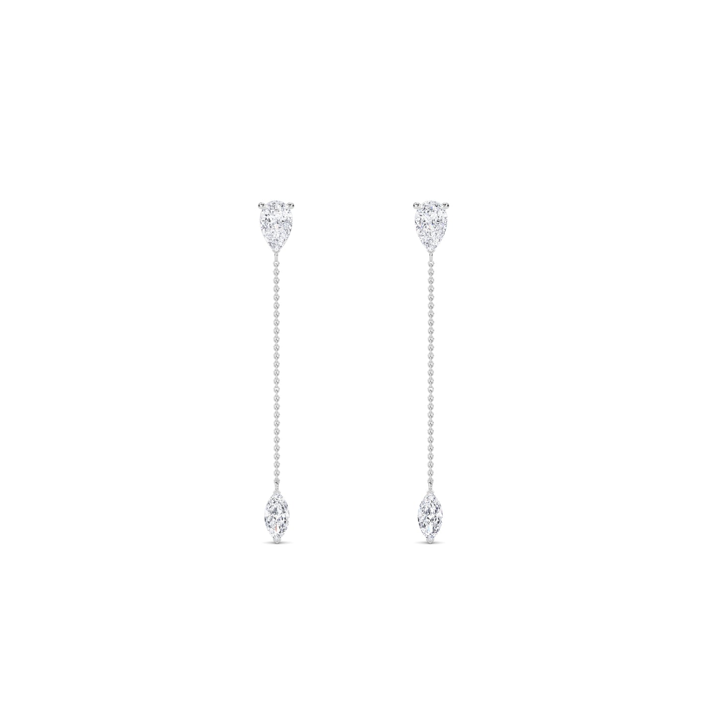 18 KT Gold Lab Grown Diamond Marquise & Pear Drop Danglers Earrings