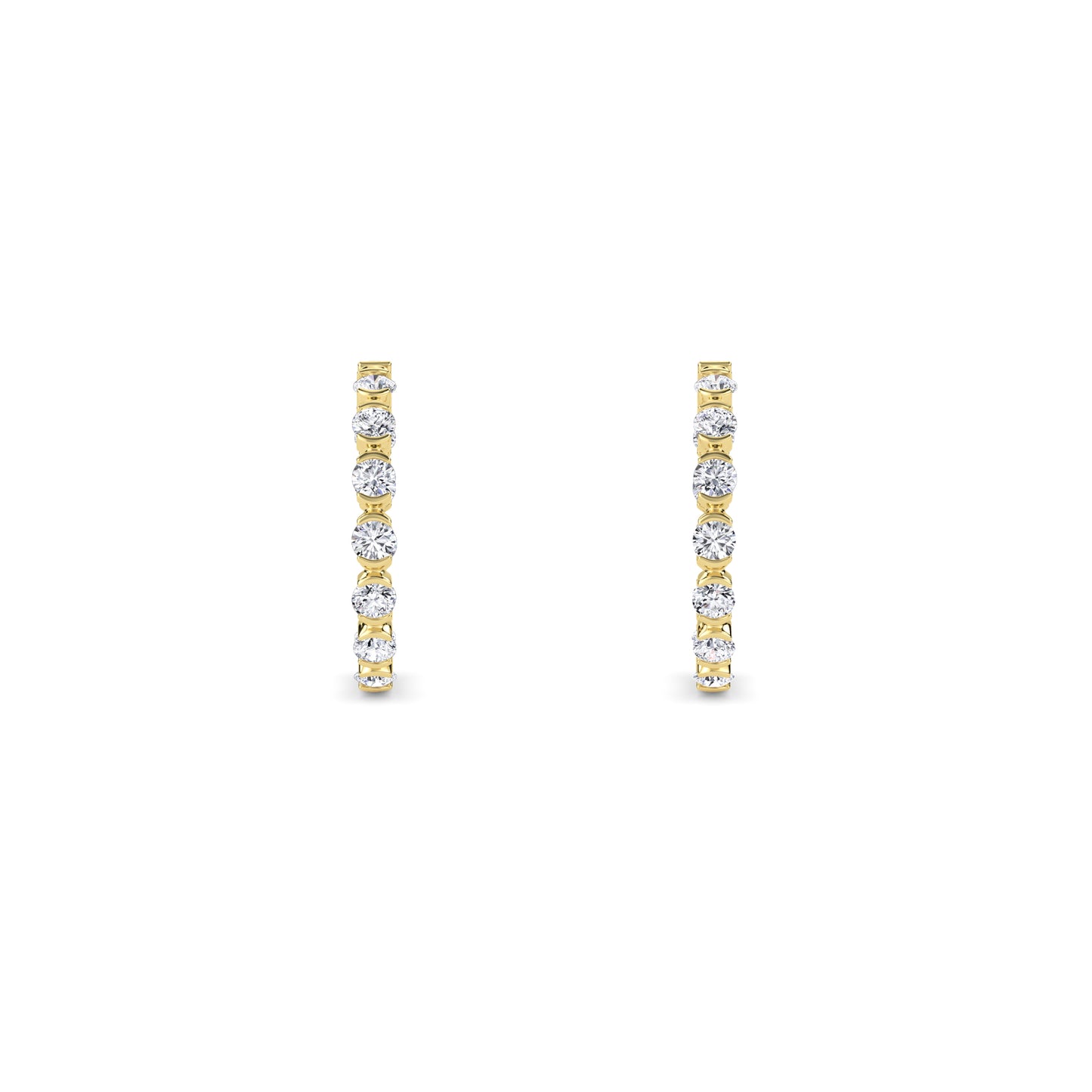 18 KT Gold Lab Grown Diamond Round Huggie Hoops Earrings
