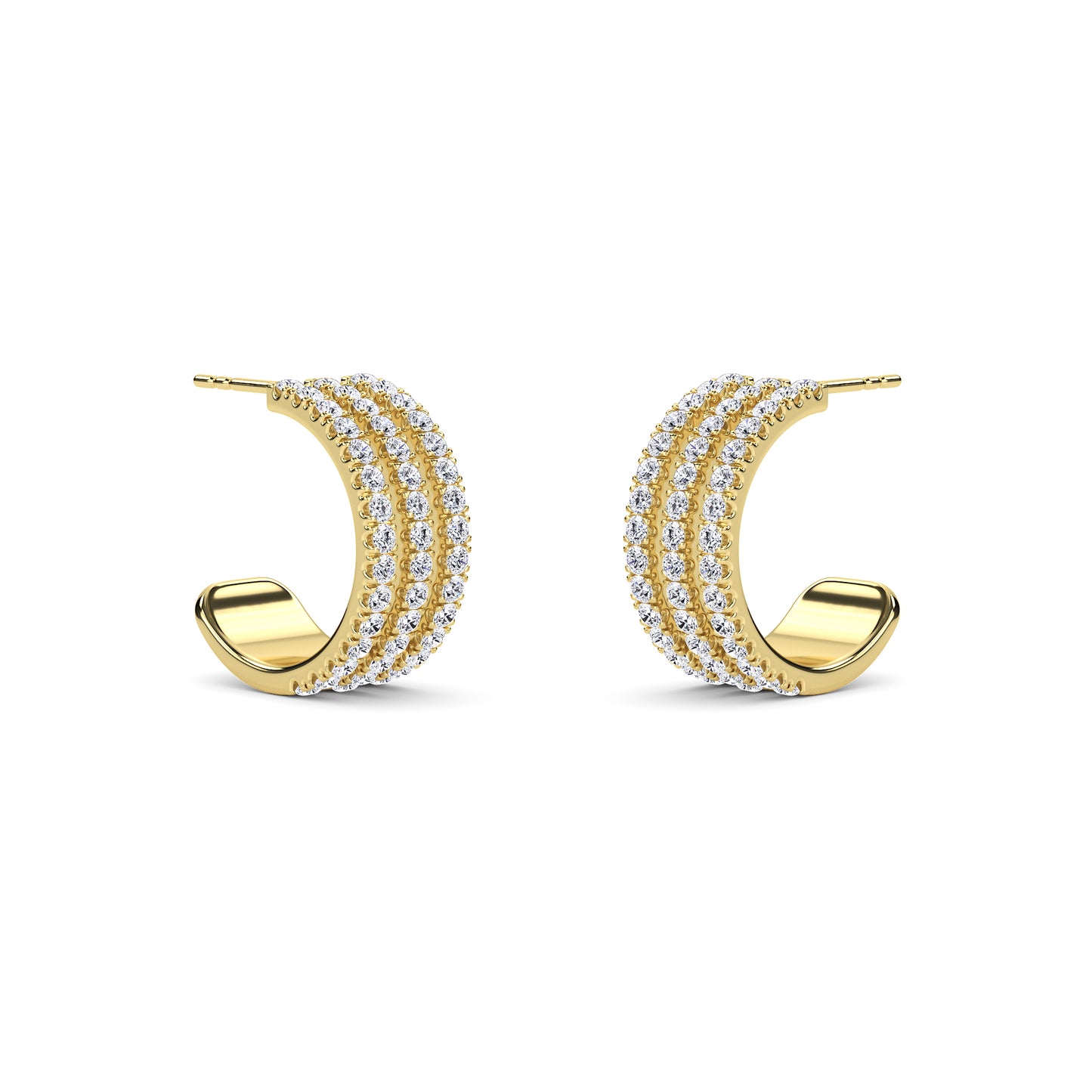 18 KT Gold Lab Grown Diamond Round Diamond Hoops Earrings