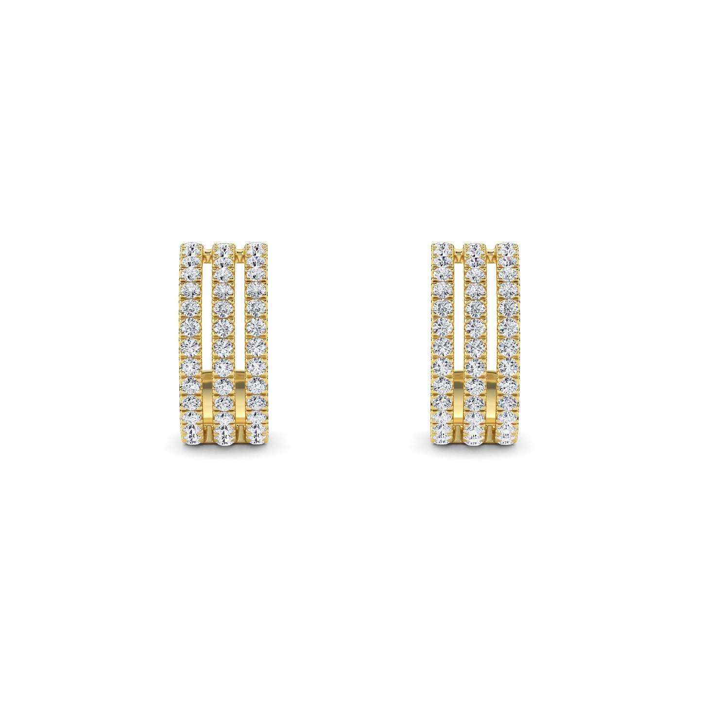 18 KT Gold Lab Grown Diamond Round Diamond Hoops Earrings