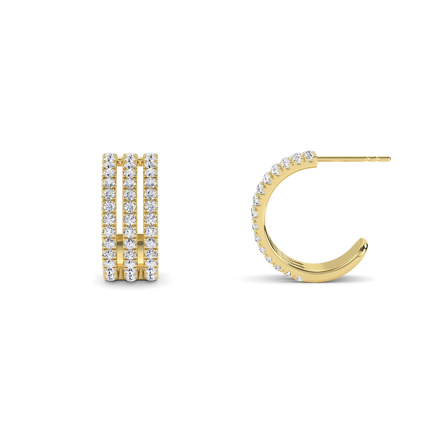 18 KT Gold Lab Grown Diamond Round Diamond Hoops Earrings