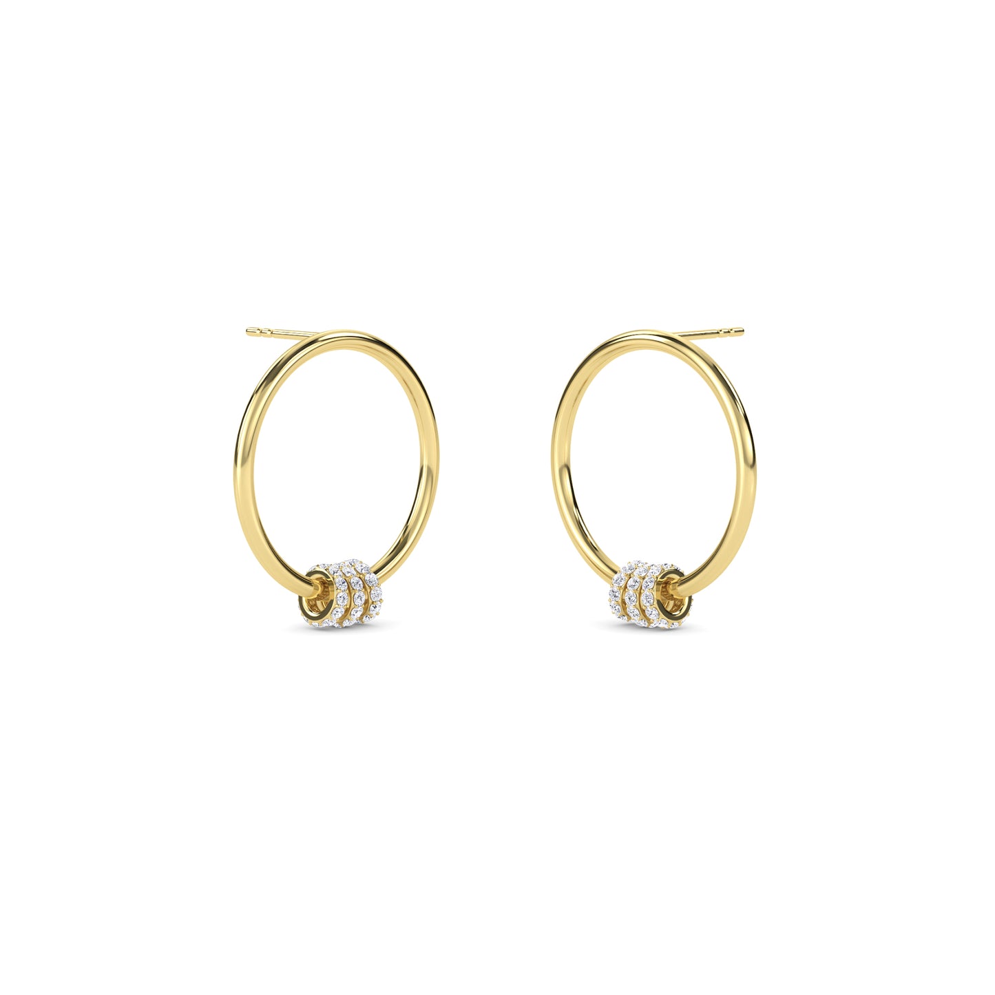 18 KT Gold Lab Grown Diamond Round Diamond Hoops Earrings