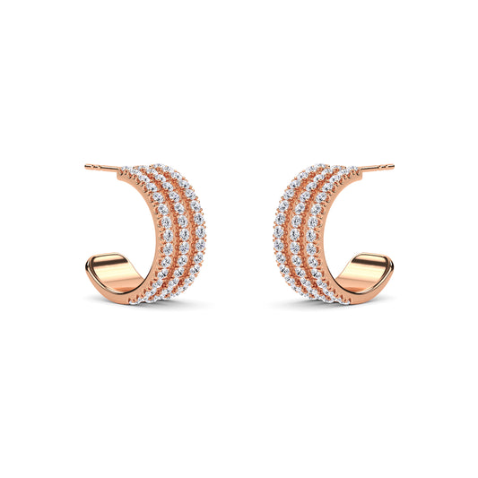 18 KT Gold Lab Grown Diamond Round Diamond Hoops Earrings