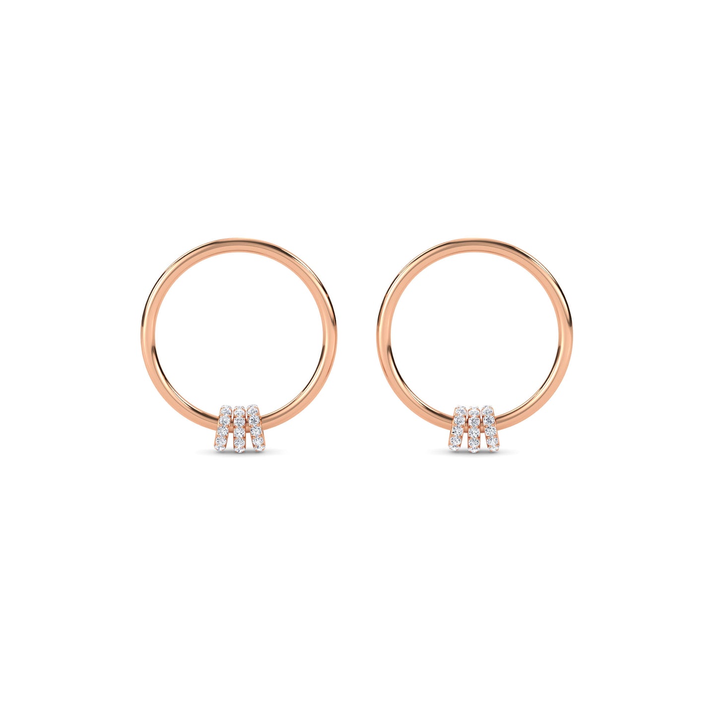 18 KT Gold Lab Grown Diamond Round Diamond Hoops Earrings