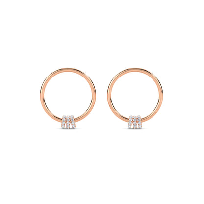 18 KT Gold Lab Grown Diamond Round Diamond Hoops Earrings