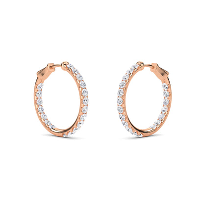 18 KT Gold Lab Grown Diamond Round Huggie Hoops Earrings