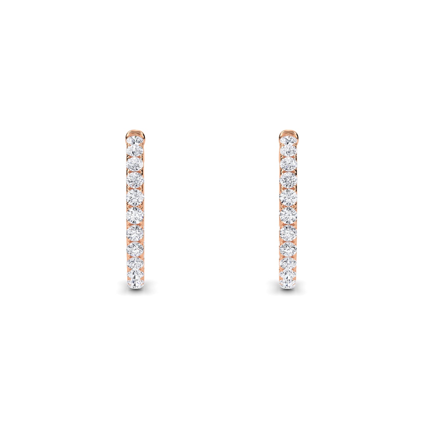 18 KT Gold Lab Grown Diamond Round Huggie Hoops Earrings