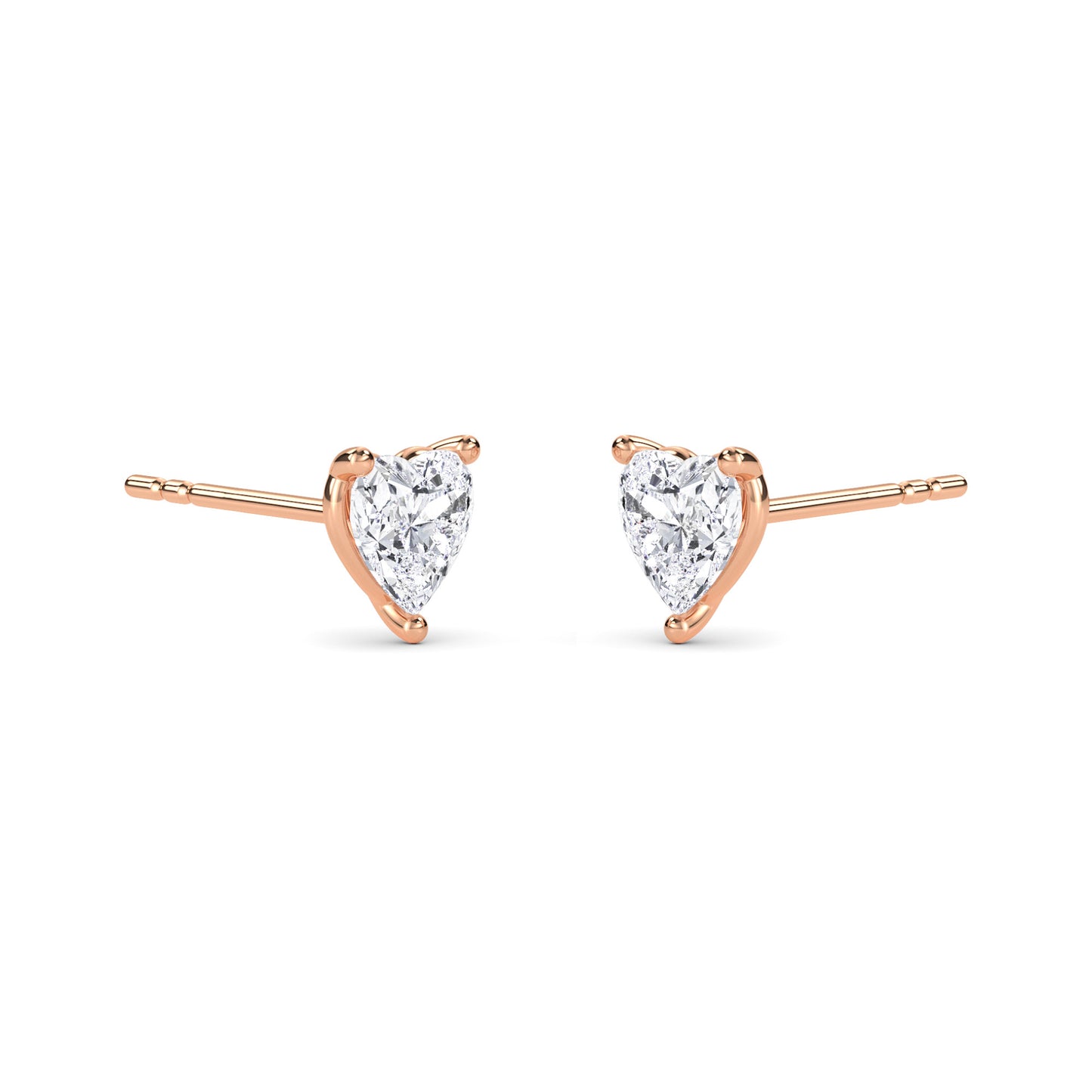 18 KT Gold Lab Grown Diamond Classic Heart Studs Earrings