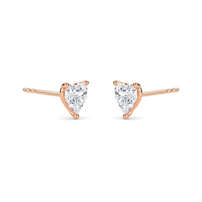 18 KT Gold Lab Grown Diamond Classic Heart Studs Earrings