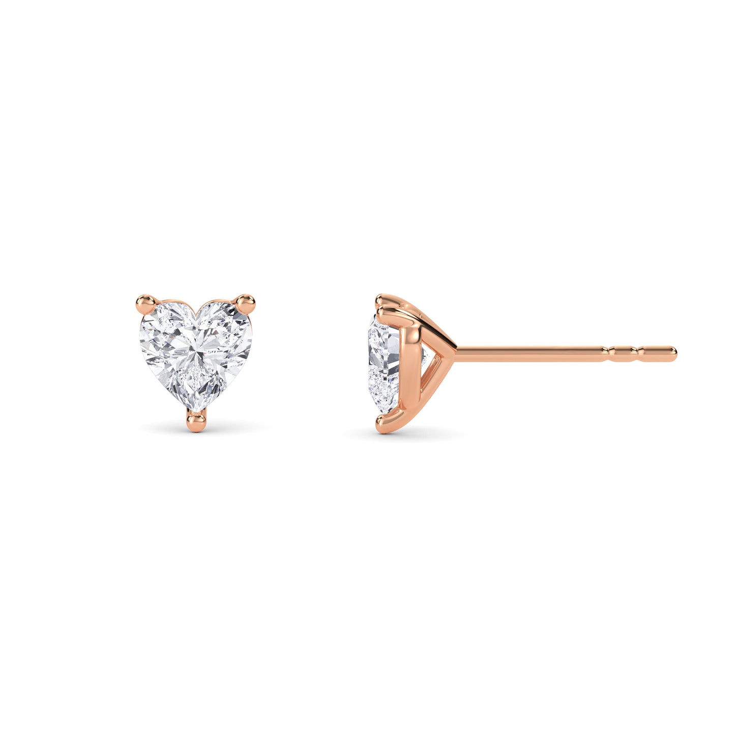 18 KT Gold Lab Grown Diamond Classic Heart Studs Earrings