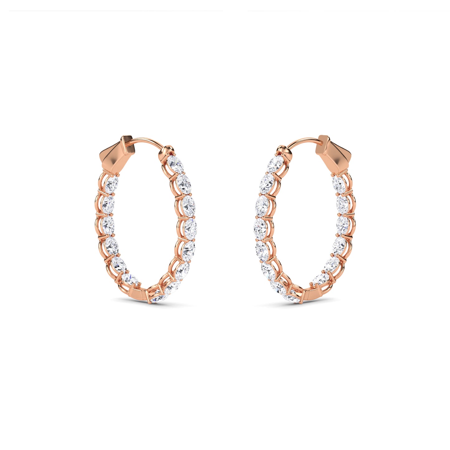 18 Kt Gold Lab Grown Diamond Hoop & Huggie Earrings