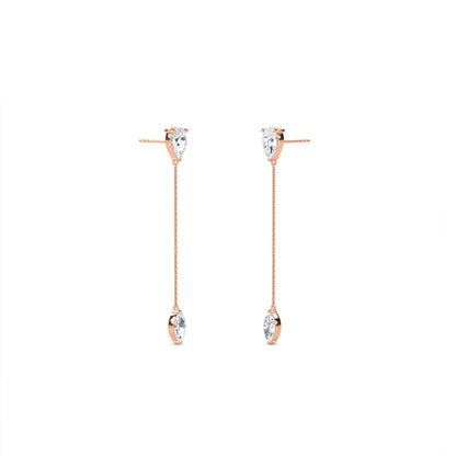 18 KT Gold Lab Grown Diamond Marquise & Pear Drop Danglers Earrings