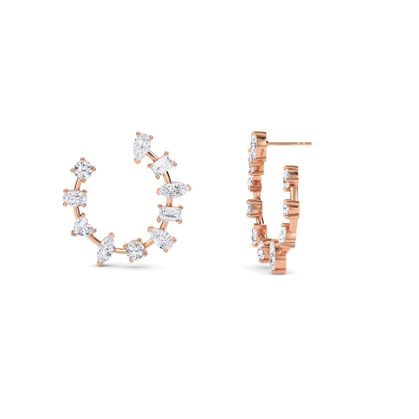 18 Kt Gold Lab Grown Diamond Hoop & Huggie Earrings