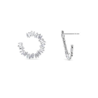 18 KT Gold Lab Grown Diamond Baguette Diamond Hoops Earrings