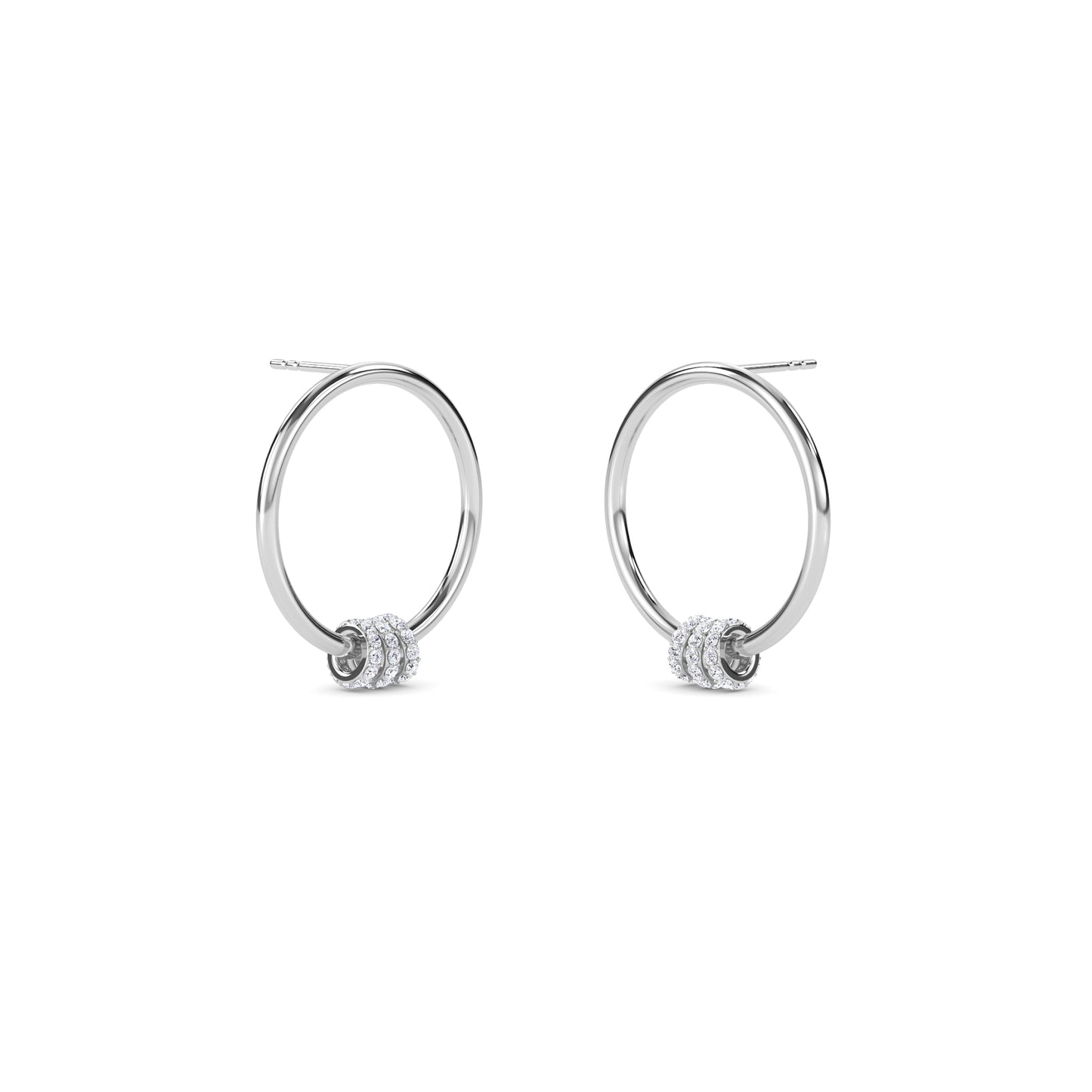 18 KT Gold Lab Grown Diamond Round Diamond Hoops Earrings