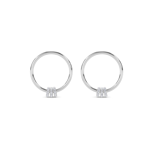 18 KT Gold Lab Grown Diamond Round Diamond Hoops Earrings