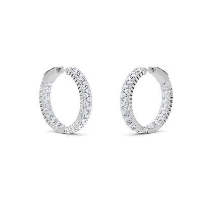 18 KT Gold Lab Grown Diamond Pear & Round Huggie Hoops Earrings