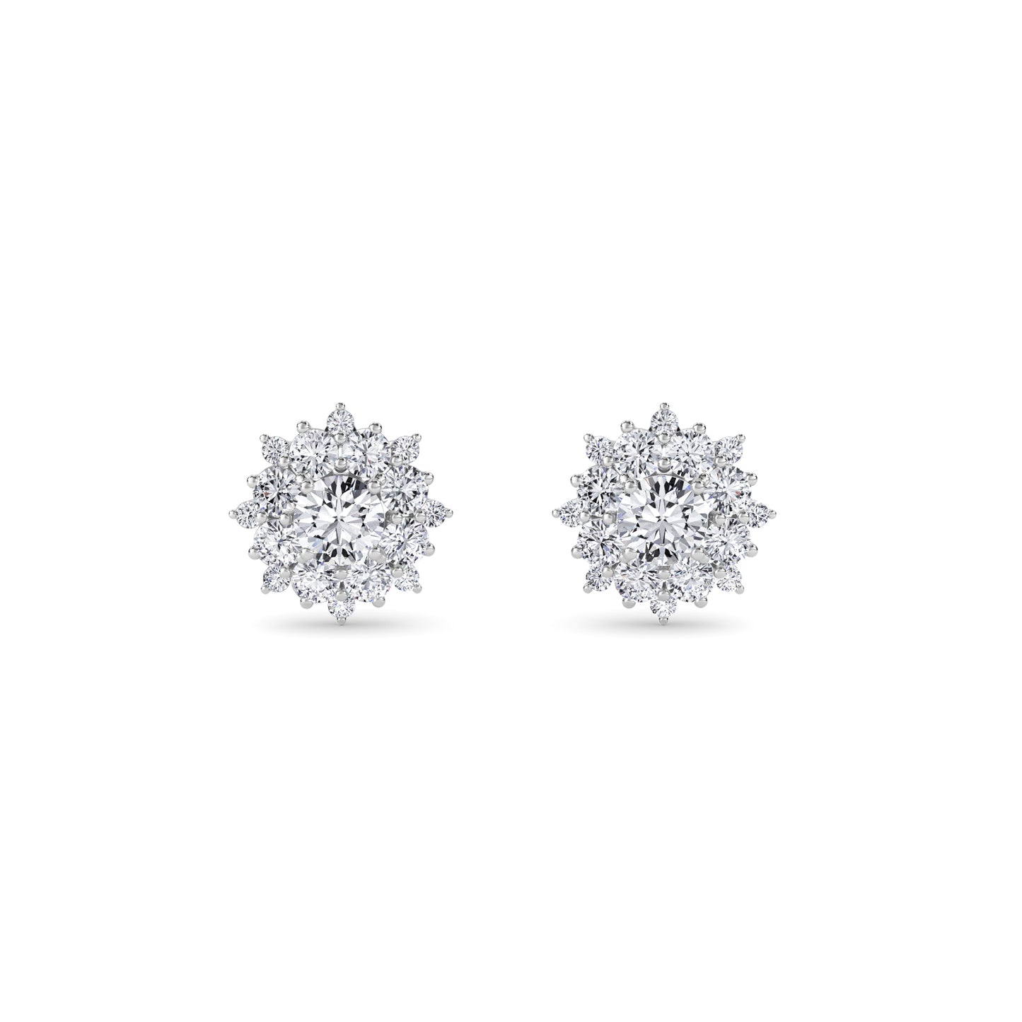 18 KT Gold Lab Grown Diamond Round Halo Studs Earrings