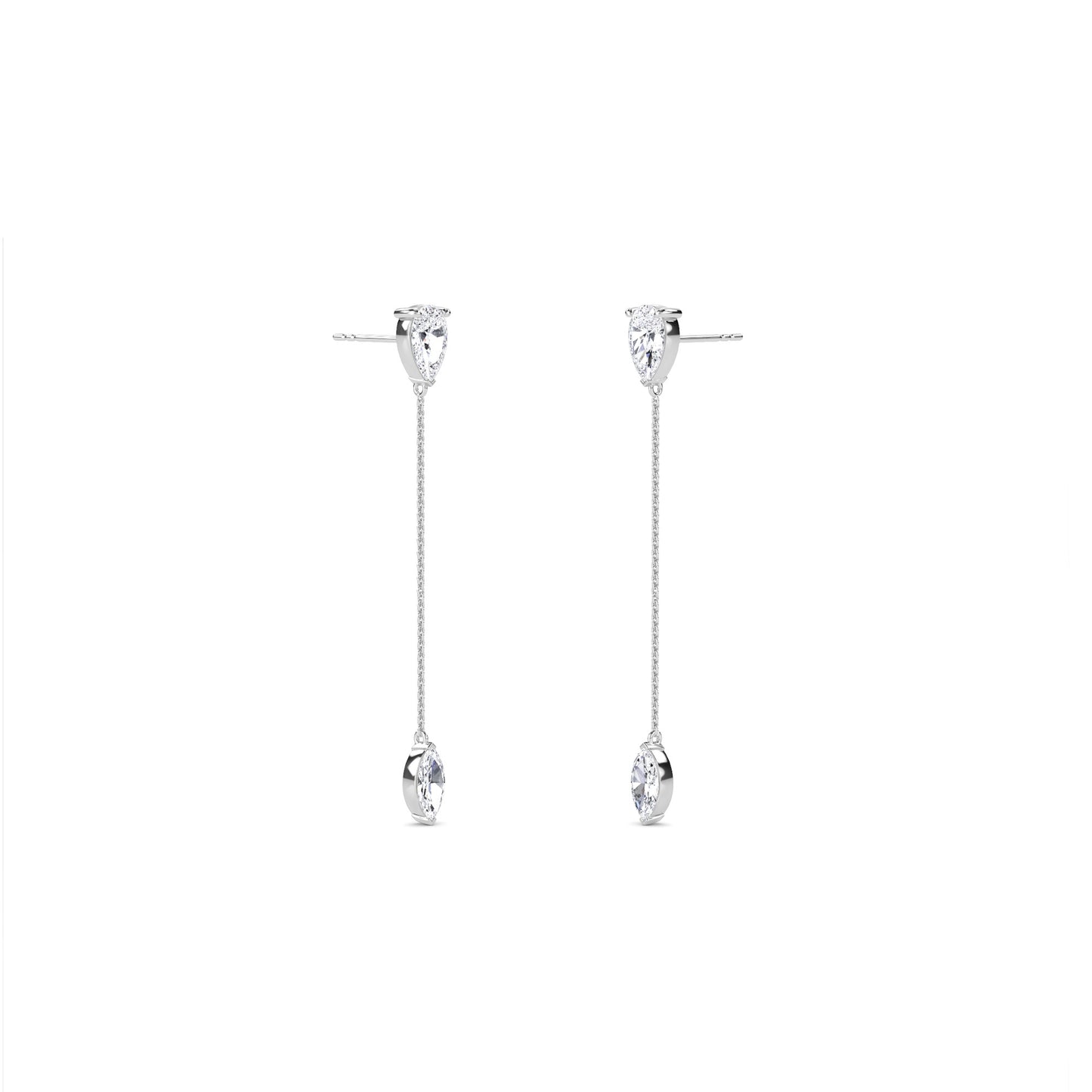 18 KT Gold Lab Grown Diamond Marquise & Pear Drop Danglers Earrings