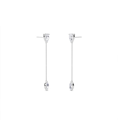 18 KT Gold Lab Grown Diamond Marquise & Pear Drop Danglers Earrings