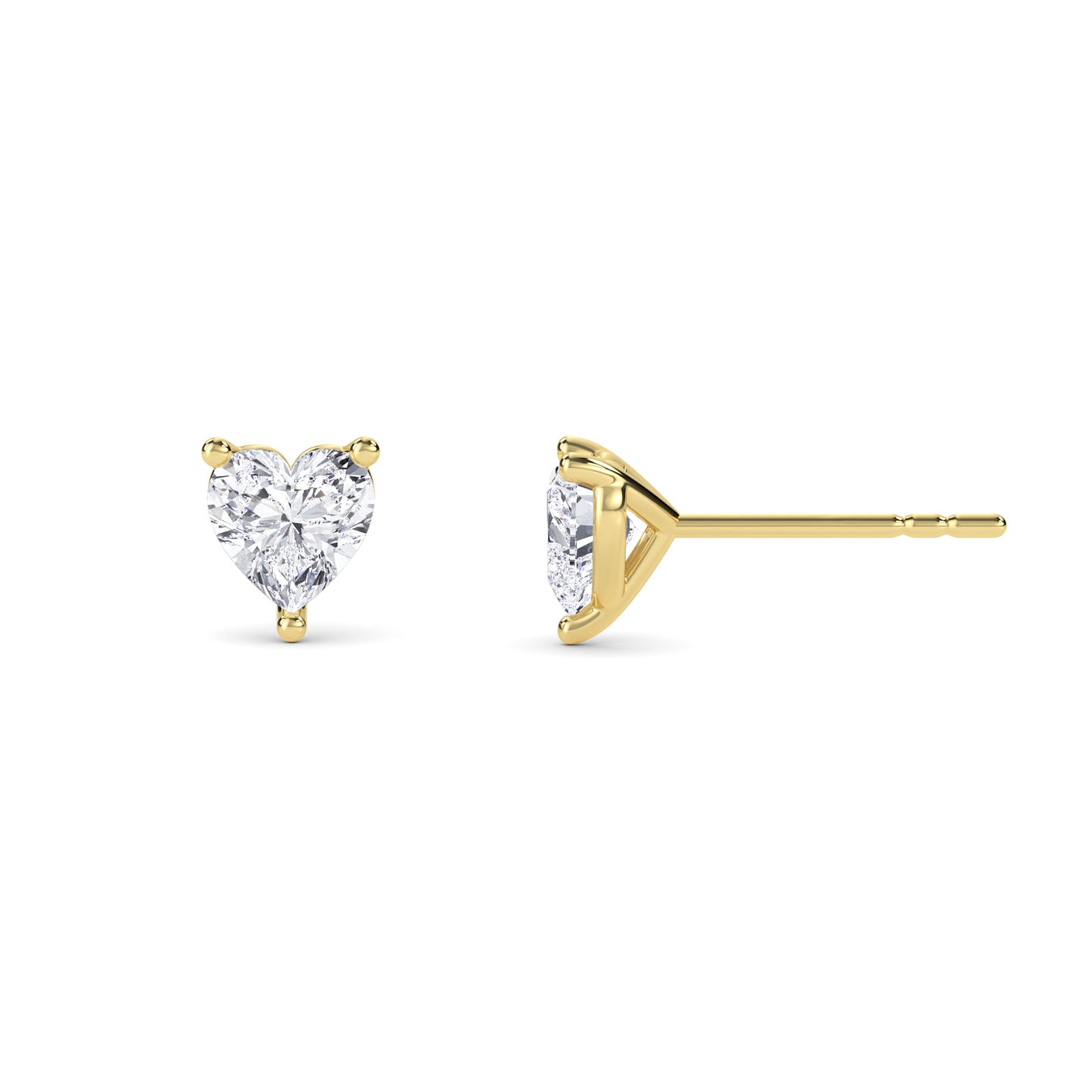 18 KT Gold Lab Grown Diamond Classic Heart Studs Earrings