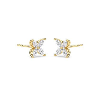 18 KT Gold Lab Grown Diamond Marquise Clover Studs Earrings