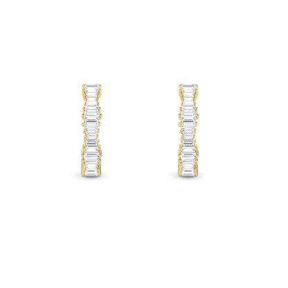 18 KT Gold Lab Grown Diamond Baguette Diamond Hoops Earrings