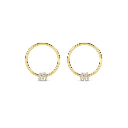 18 KT Gold Lab Grown Diamond Round Diamond Hoops Earrings