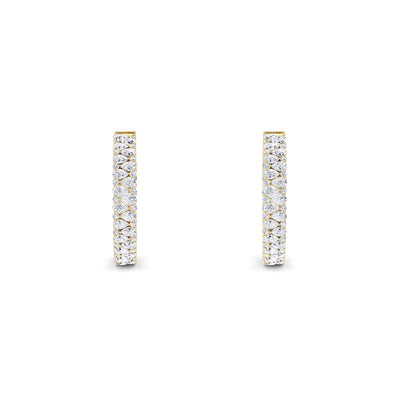 18 KT Gold Lab Grown Diamond Pear & Round Huggie Hoops Earrings