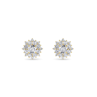 18 KT Gold Lab Grown Diamond Round Halo Studs Earrings