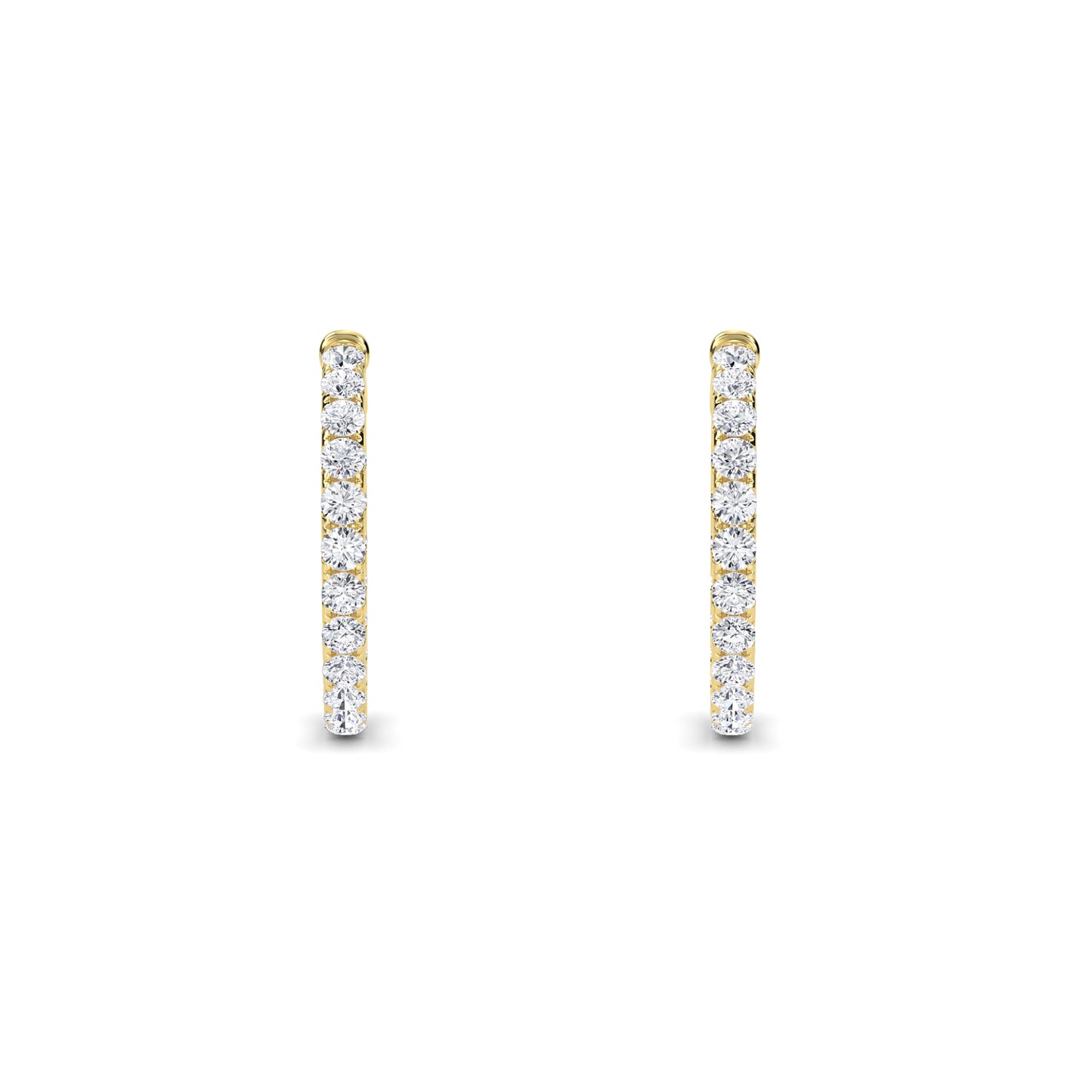 18 KT Gold Lab Grown Diamond Round Huggie Hoops Earrings