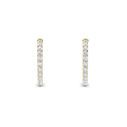 18 KT Gold Lab Grown Diamond Round Huggie Hoops Earrings