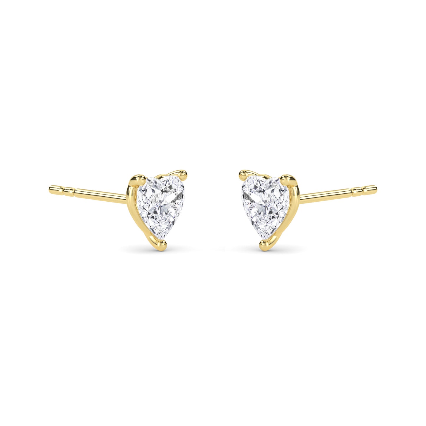 18 KT Gold Lab Grown Diamond Classic Heart Studs Earrings