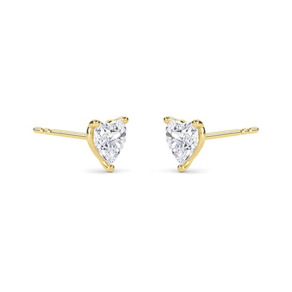 18 KT Gold Lab Grown Diamond Classic Heart Studs Earrings