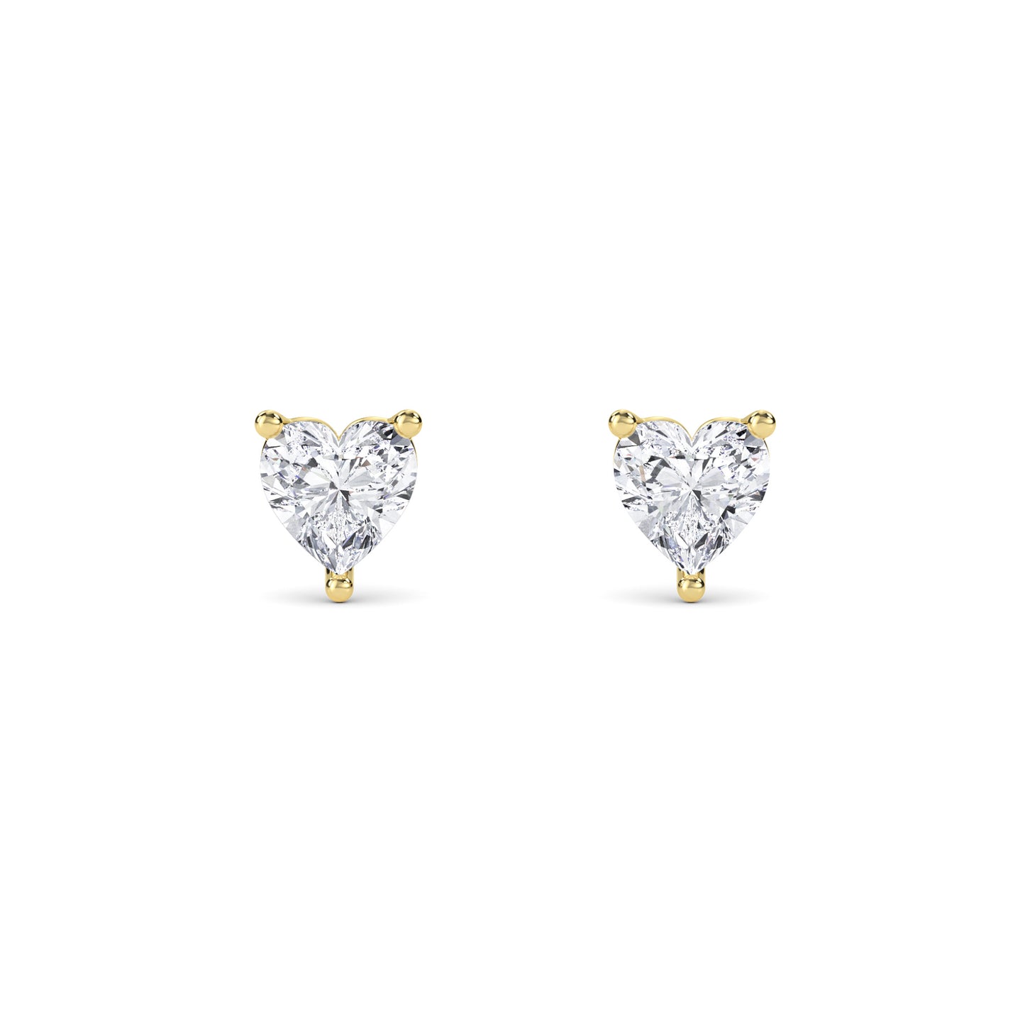 18 KT Gold Lab Grown Diamond Classic Heart Studs Earrings