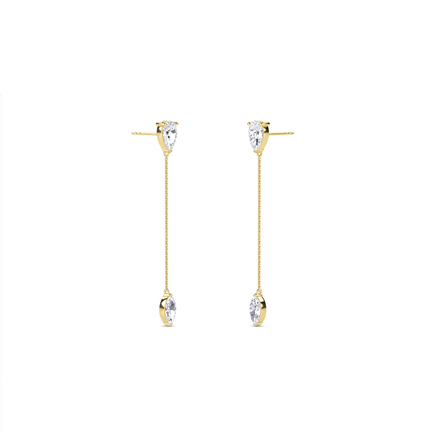 18 KT Gold Lab Grown Diamond Marquise & Pear Drop Danglers Earrings