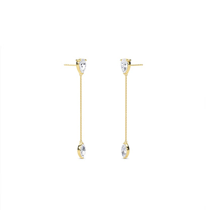 18 KT Gold Lab Grown Diamond Marquise & Pear Drop Danglers Earrings