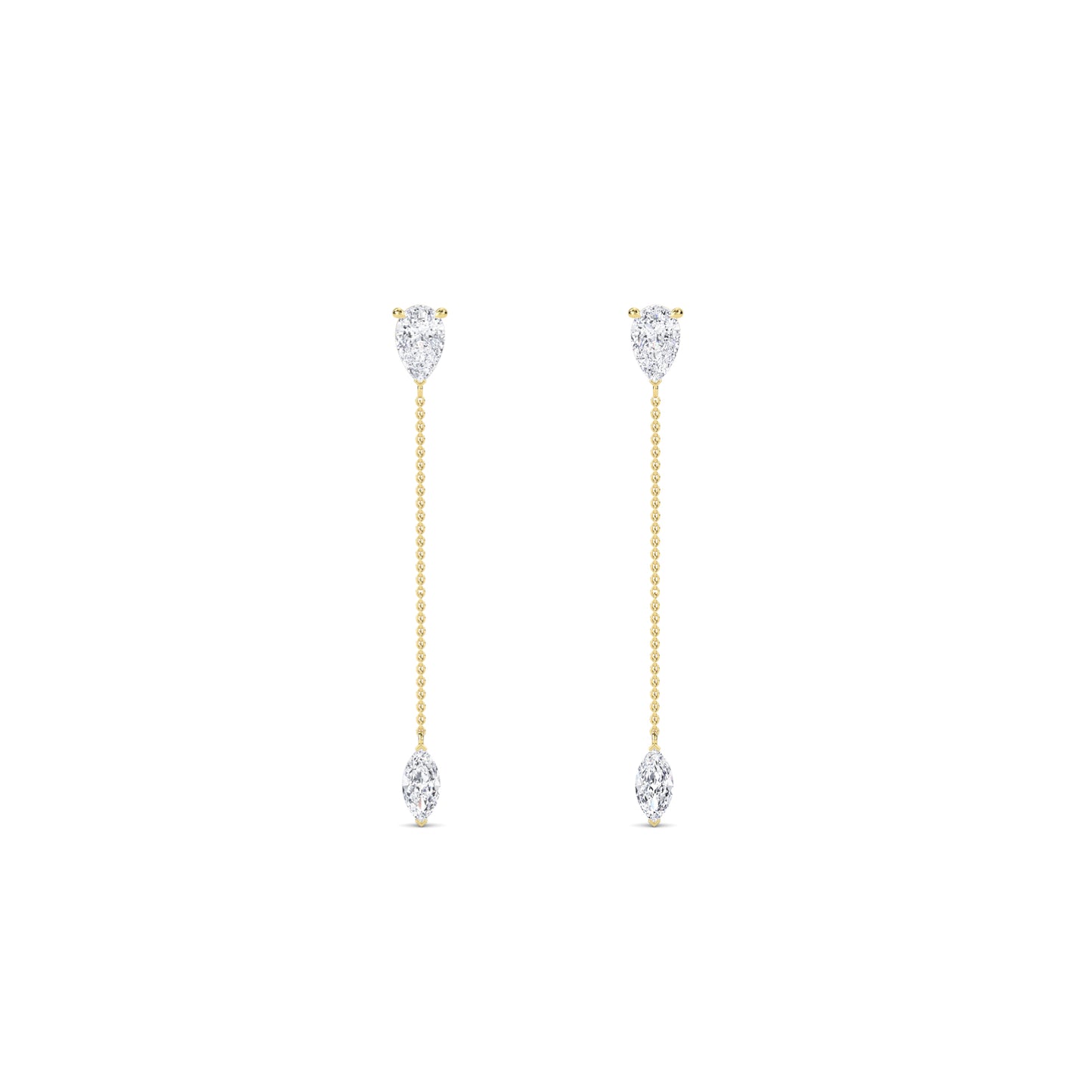 18 KT Gold Lab Grown Diamond Marquise & Pear Drop Danglers Earrings