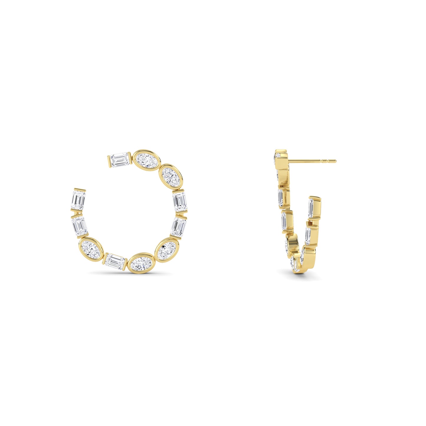 18 Kt Gold Lab Grown Diamond Hoop & Huggie Earrings