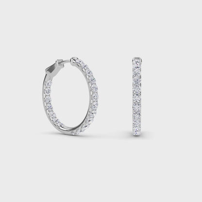 18 KT Gold Lab Grown Diamond Round Huggie Hoops Earrings