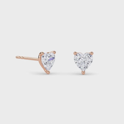 18 KT Gold Lab Grown Diamond Classic Heart Studs Earrings