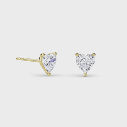 18 KT Gold Lab Grown Diamond Classic Heart Studs Earrings